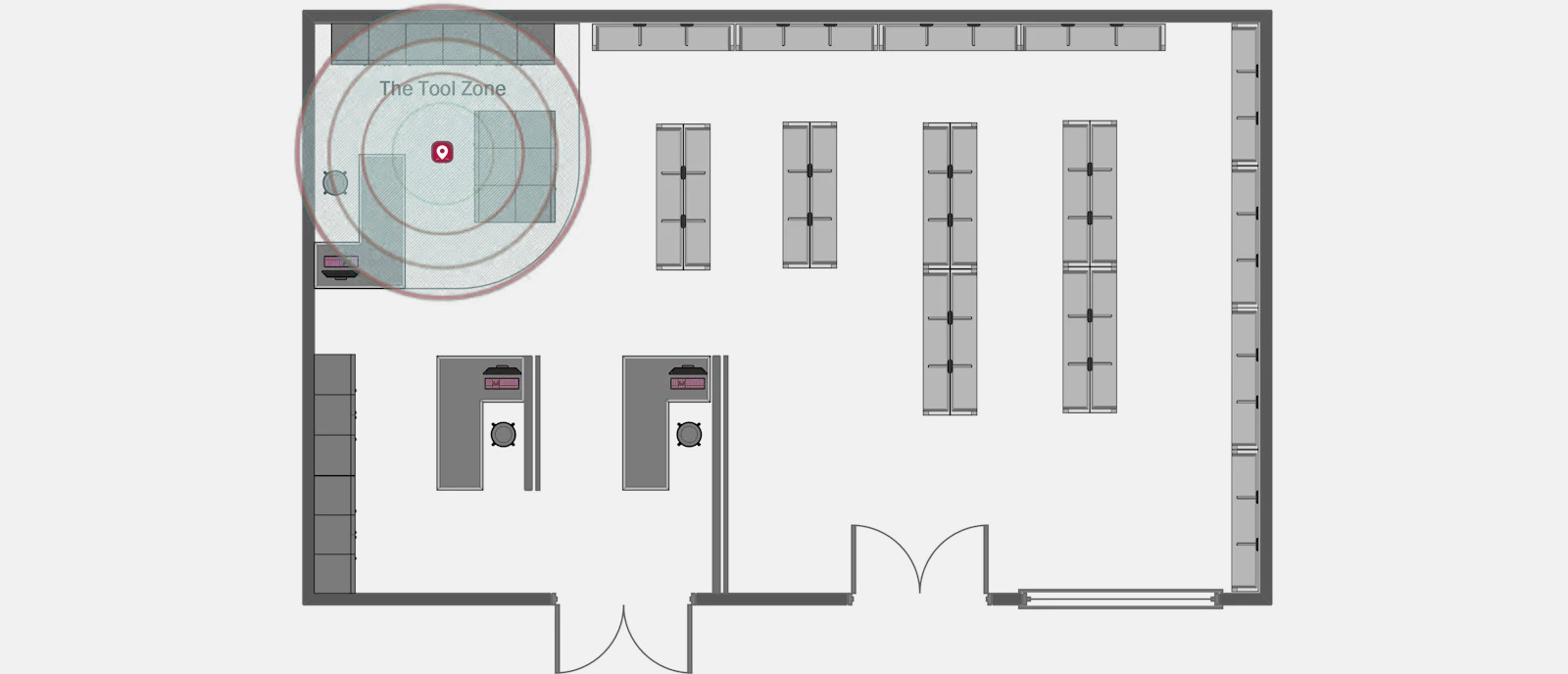 Limiting products to a specific area Some shopkeepers prefer to keep specific products within a delineated area of their store, such as power tools in a hardware store, for example. This approach, known as the 'Alpha Zone' concept, allows customers to pick up, inspect, and consider products within a specific zone, such as the hardware department, without being able to take them outside of that delimited space. This strategy not only helps streamline the shopping process but also ensures products are always available where they are most relevant, enhancing the shopping experience for customers.